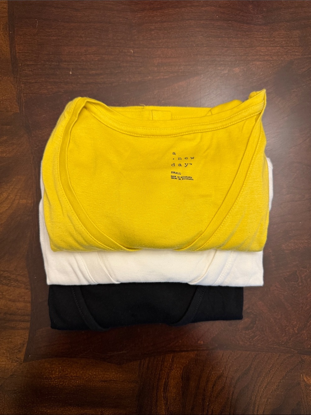 a new day Yellow, White & Black Crew Tee Set